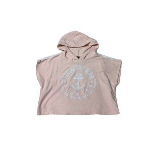 Miami Style Girls Pink Crop Panama City Beach Anchor Sleeveless Hoodie Medium